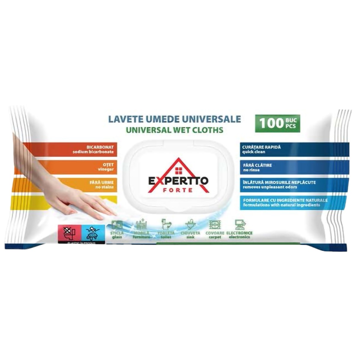 EXPERTTO FORTE LAVETE UMEDE UNIVERSALE BICARBONAT&OTET 100BUC