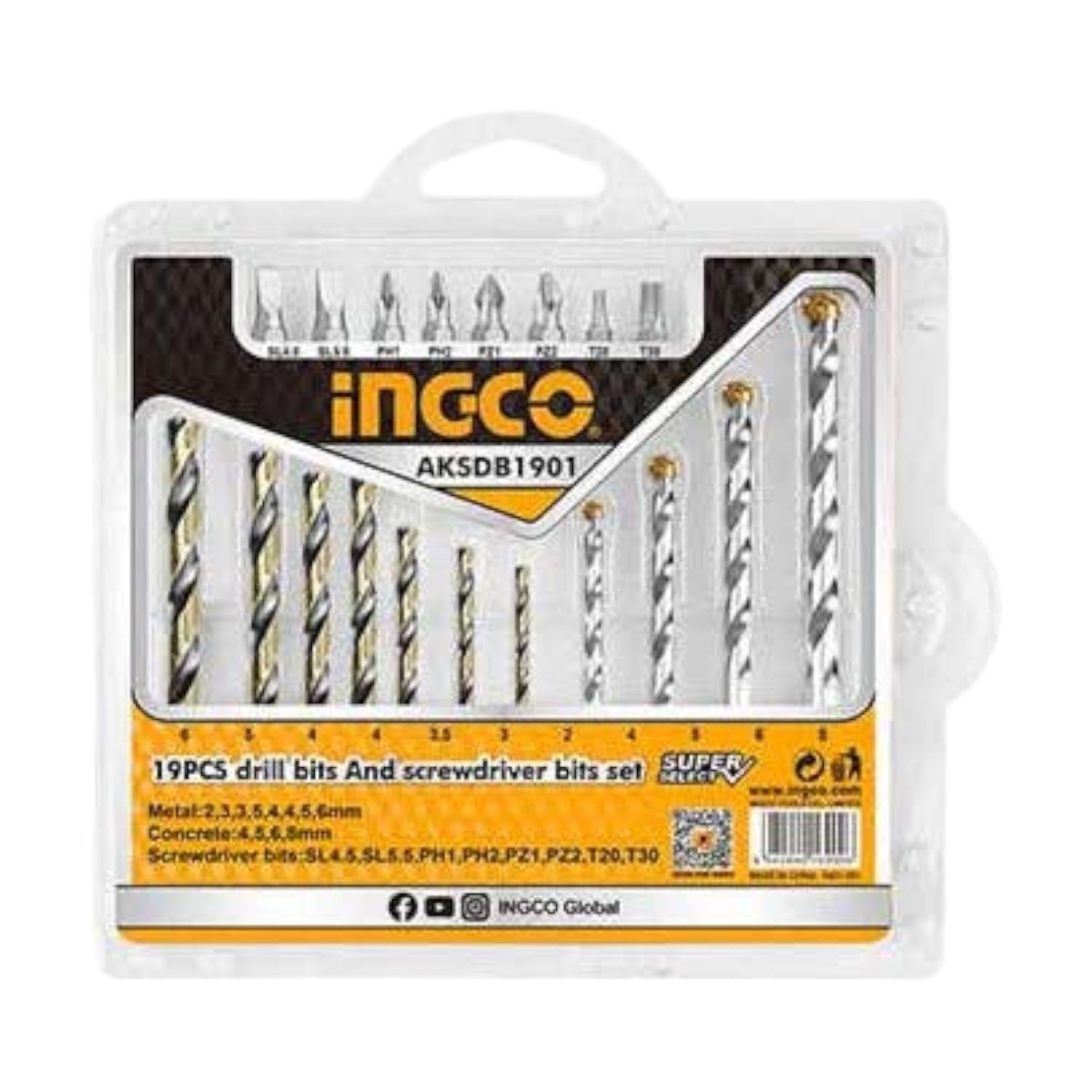 INGCO BURGHIU METAL 19BUC AKSDB1901