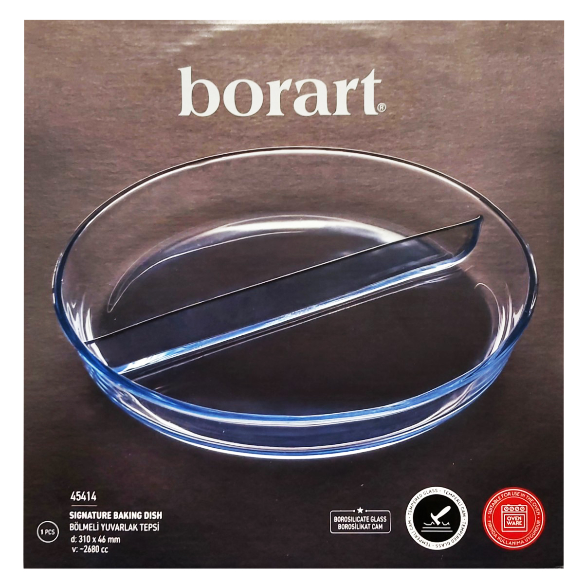 BORART TAVA TERMOREZISTENTA 2 COMPARIMENTE 310X46MM 45414
