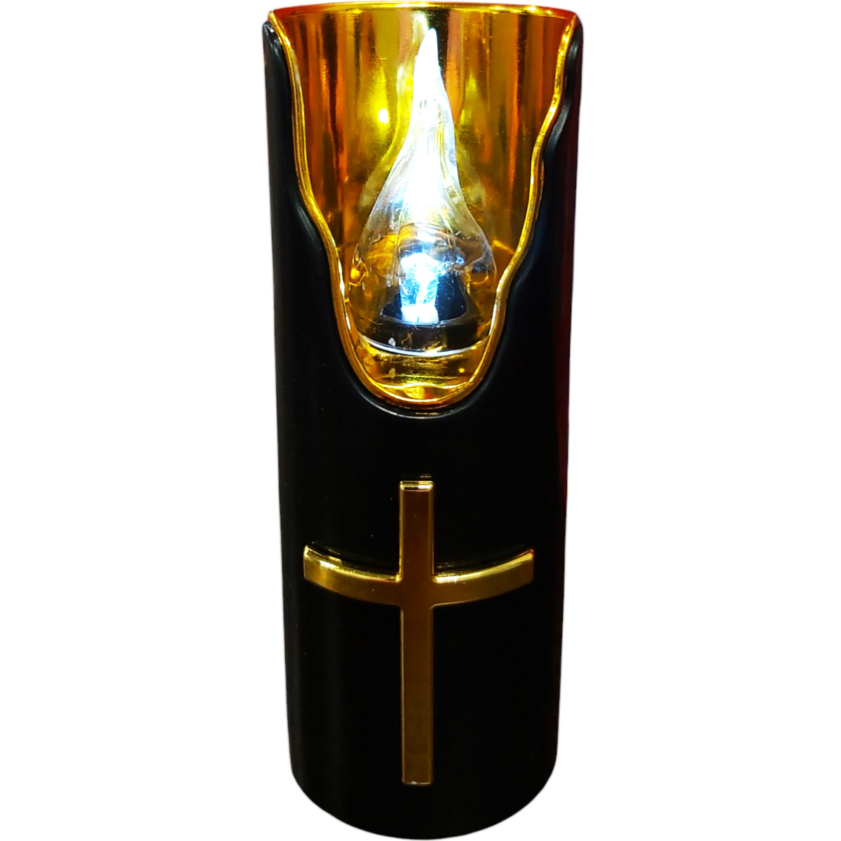 SUBITO CANDELA ELECTRONICA NEAGRA CRUCE AURIE 125X50MM C708-421-60-NR-G