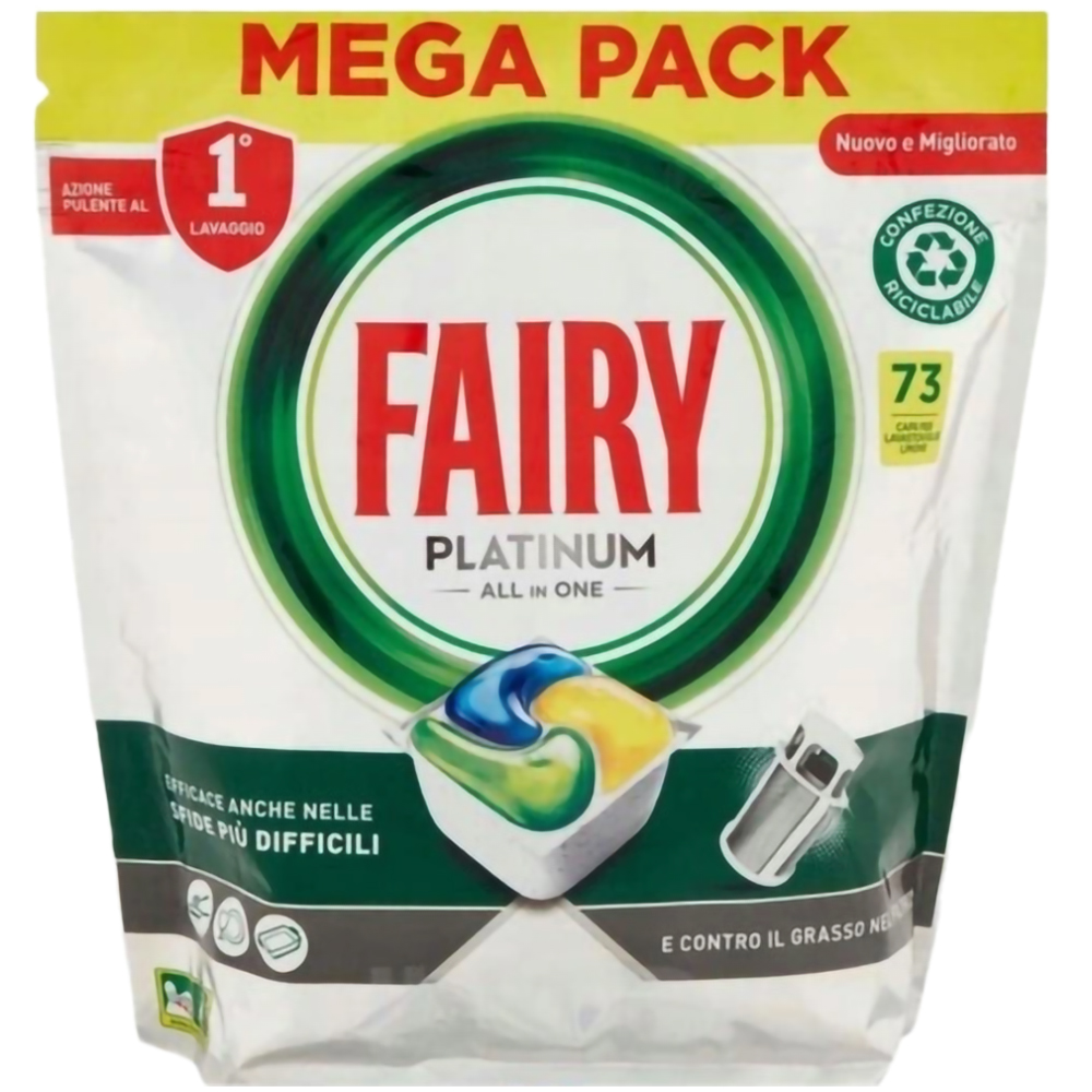 FAIRY PLATINUM ALLINONE DETERGENT CAPSULE MASINA VASE LEMON 73BUC