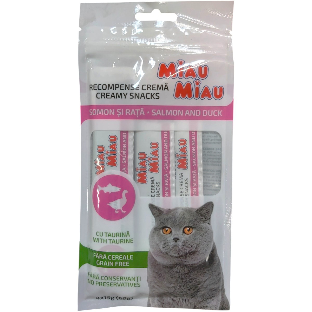 MIAU-MIAU CREAMY SNACKS SOMON&RATA 4X15G