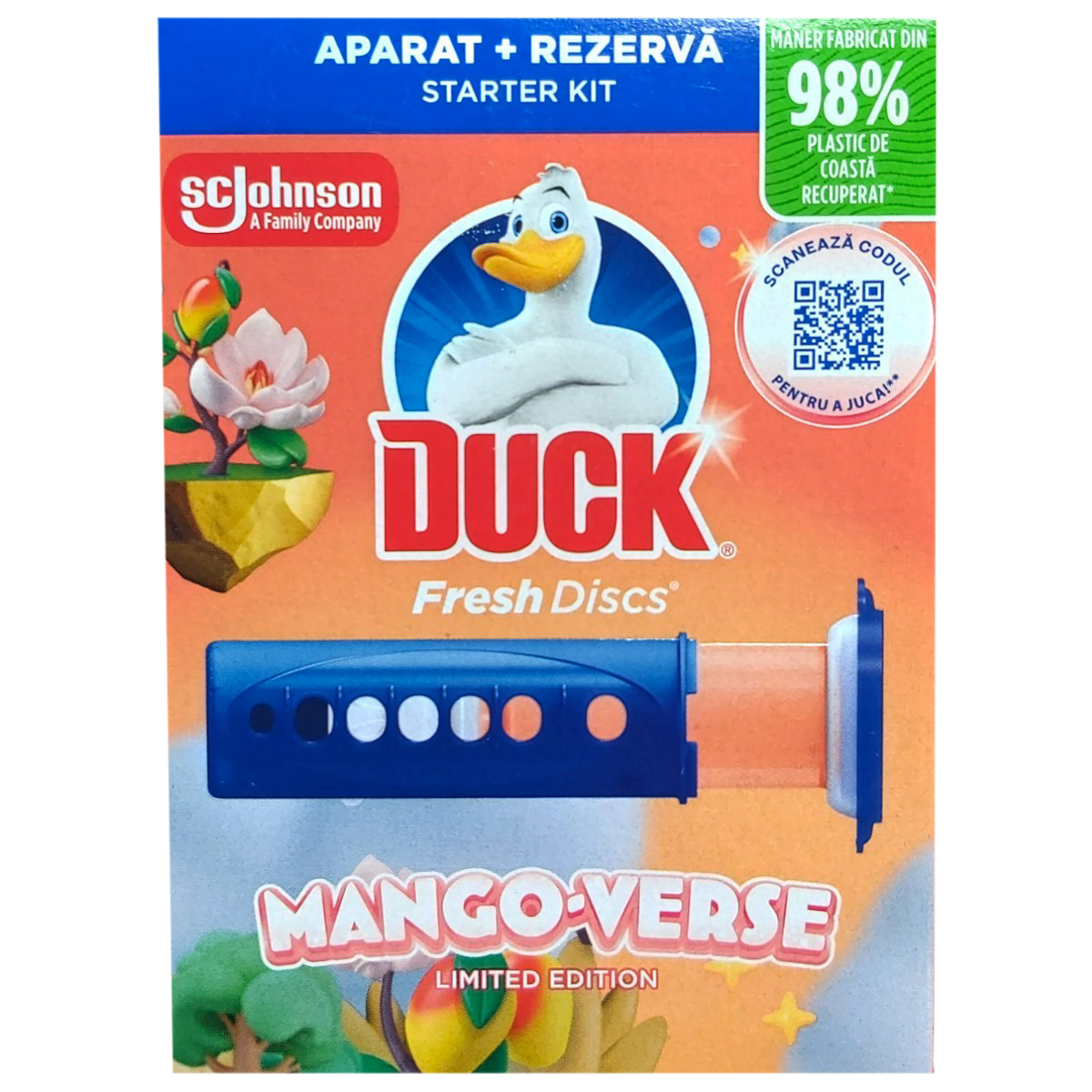 DUCK FRESH ODORIZANT WC 6 DISCS APARAT MANGO VERSE 36ML