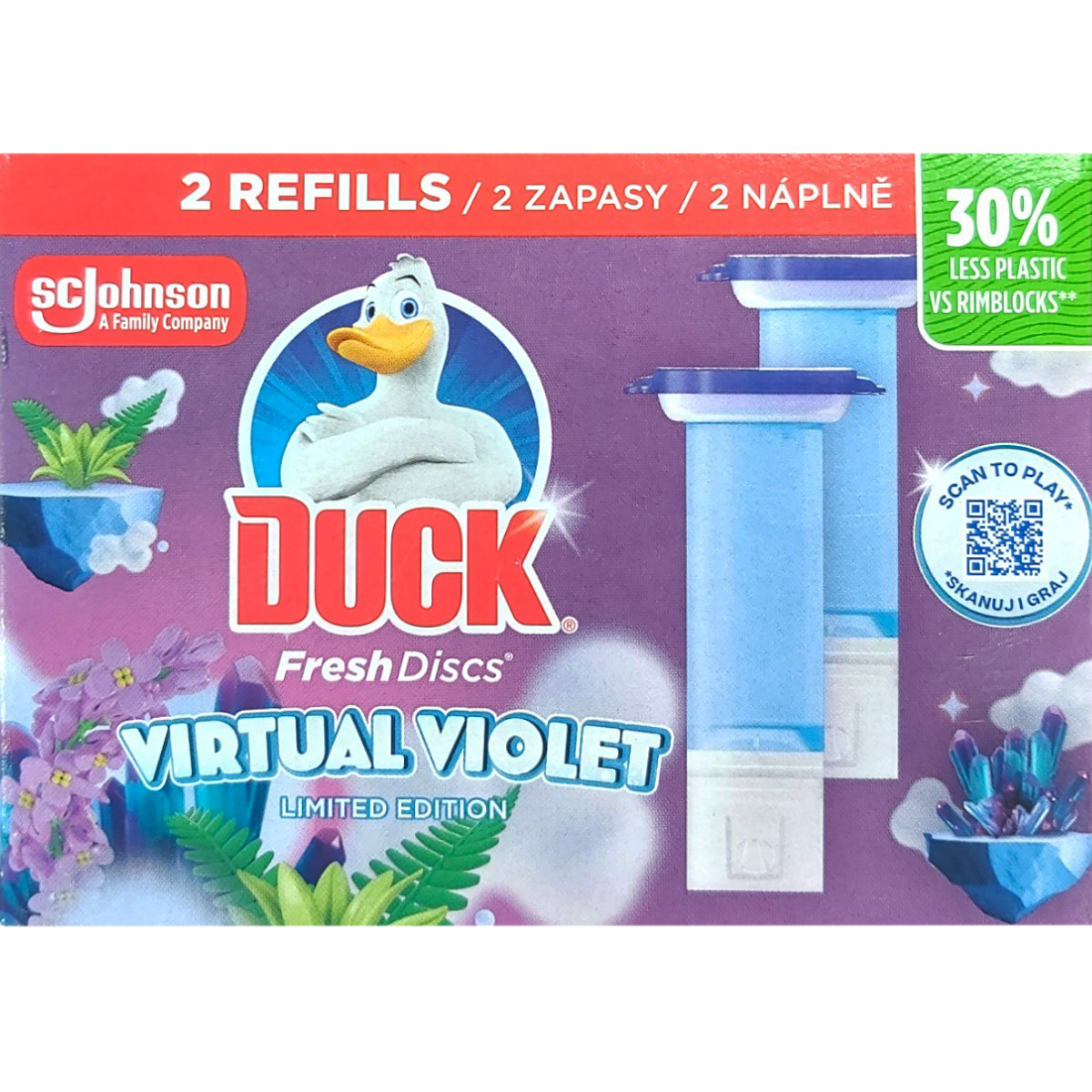 DUCK FRESH ODORIZANT WC 12 DISCS TWIN REZERVA VIRTUAL VIOLET 2X36ML