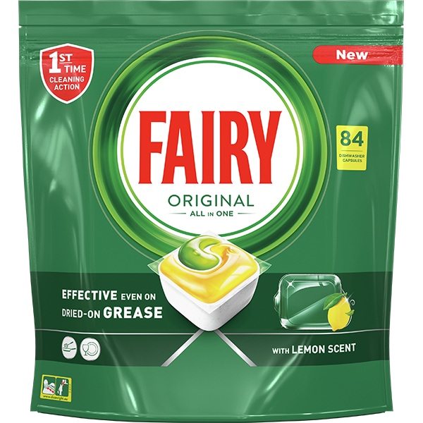 FAIRY ORIGINAL ALLIN1 DETERGENT DE VASE CAPSULE 84BUC LEMON