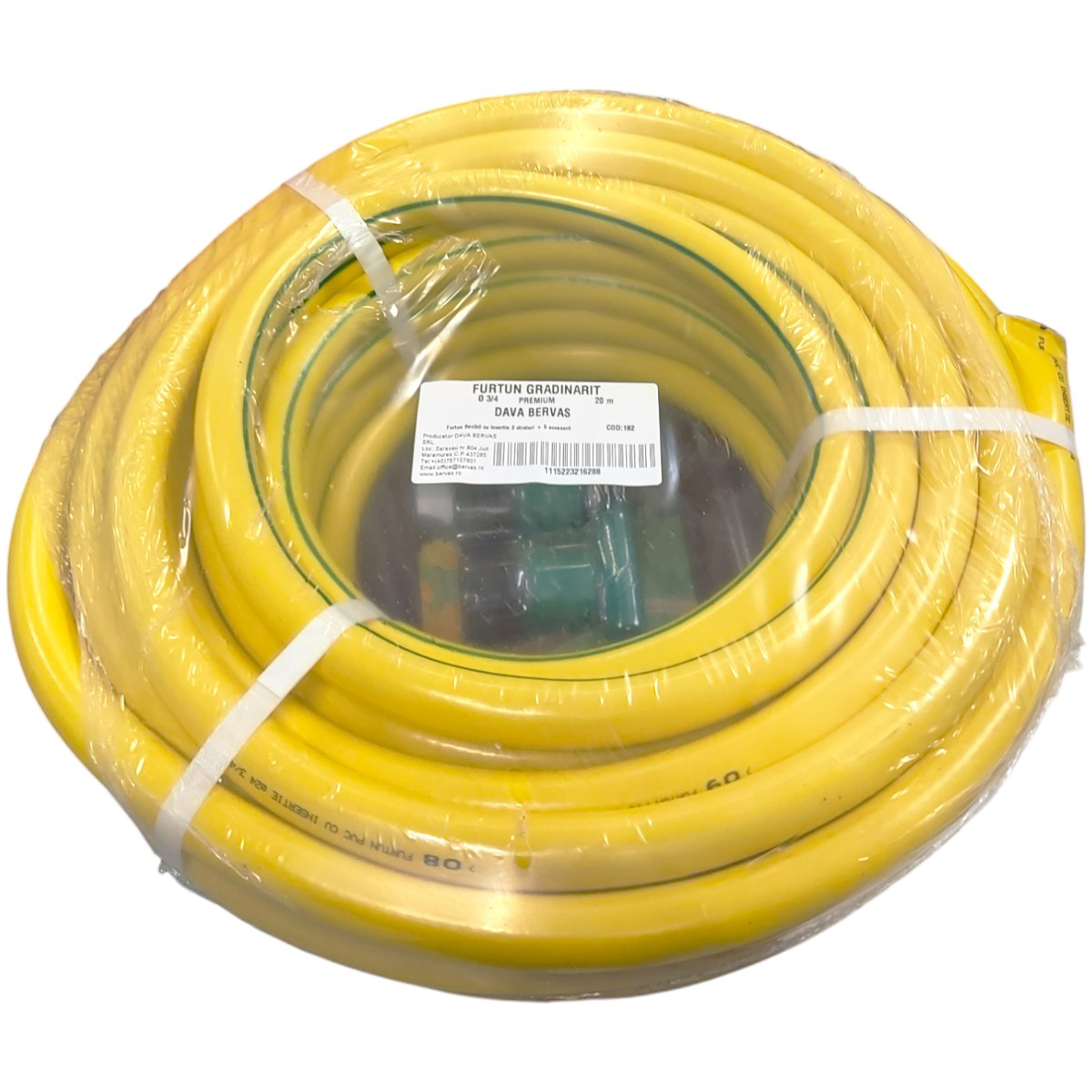FURTUN PVC GALBEN CU INSERTIE +5 ACCESORII 3/4 20M 182