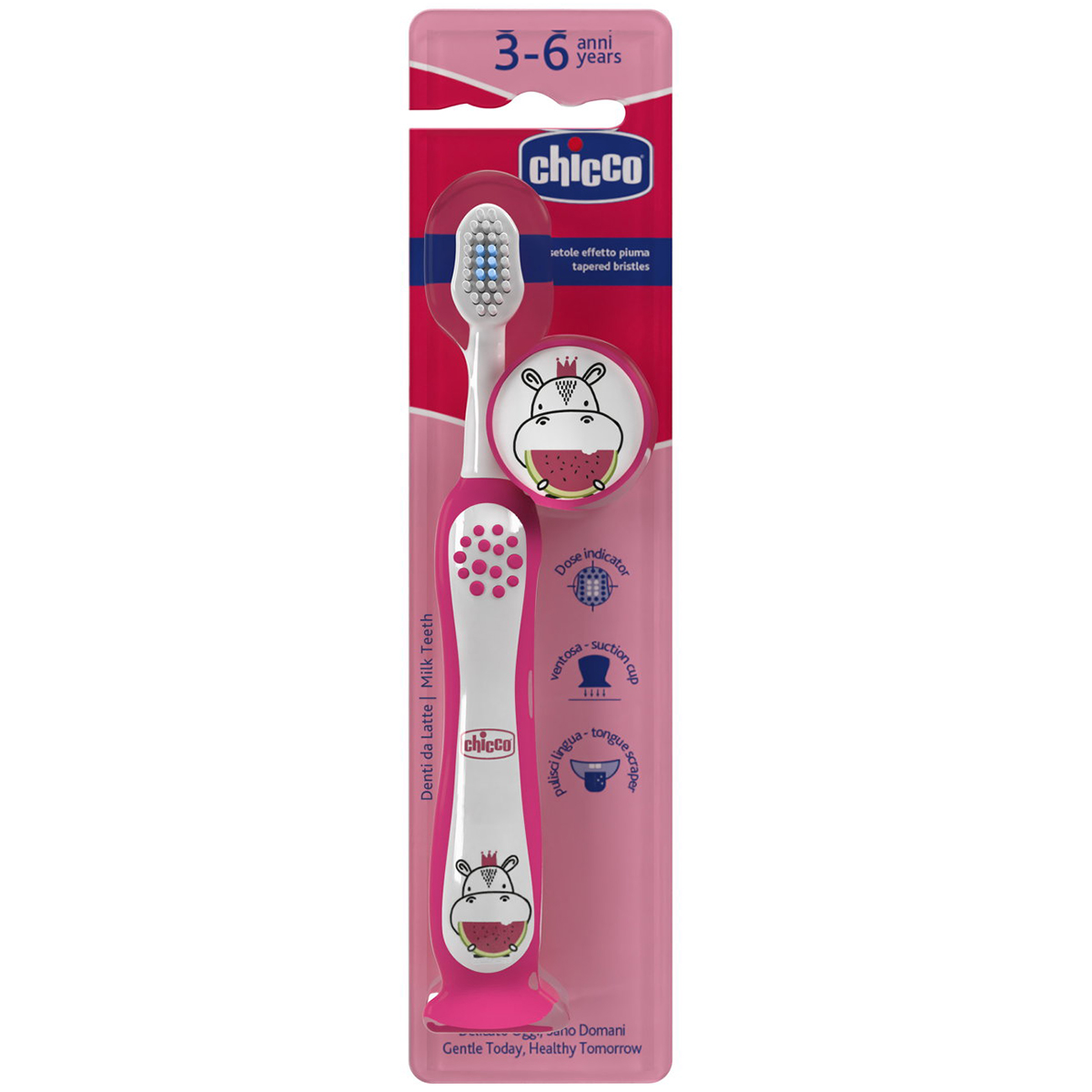 CHICCO PERIUTA DE DINTI HIPPO ROZ 3-6 ANI