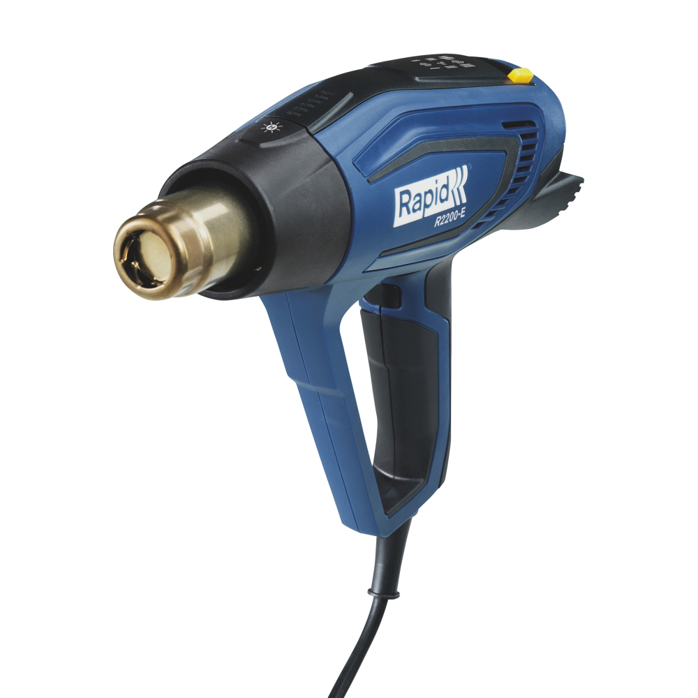 Rapid 5001353, Pistol cu aer cald R2200-E, 2200 W, LED, 3 trepte temperatura si debit, 250 - 500 l/min, 60-650 °C, + geanta