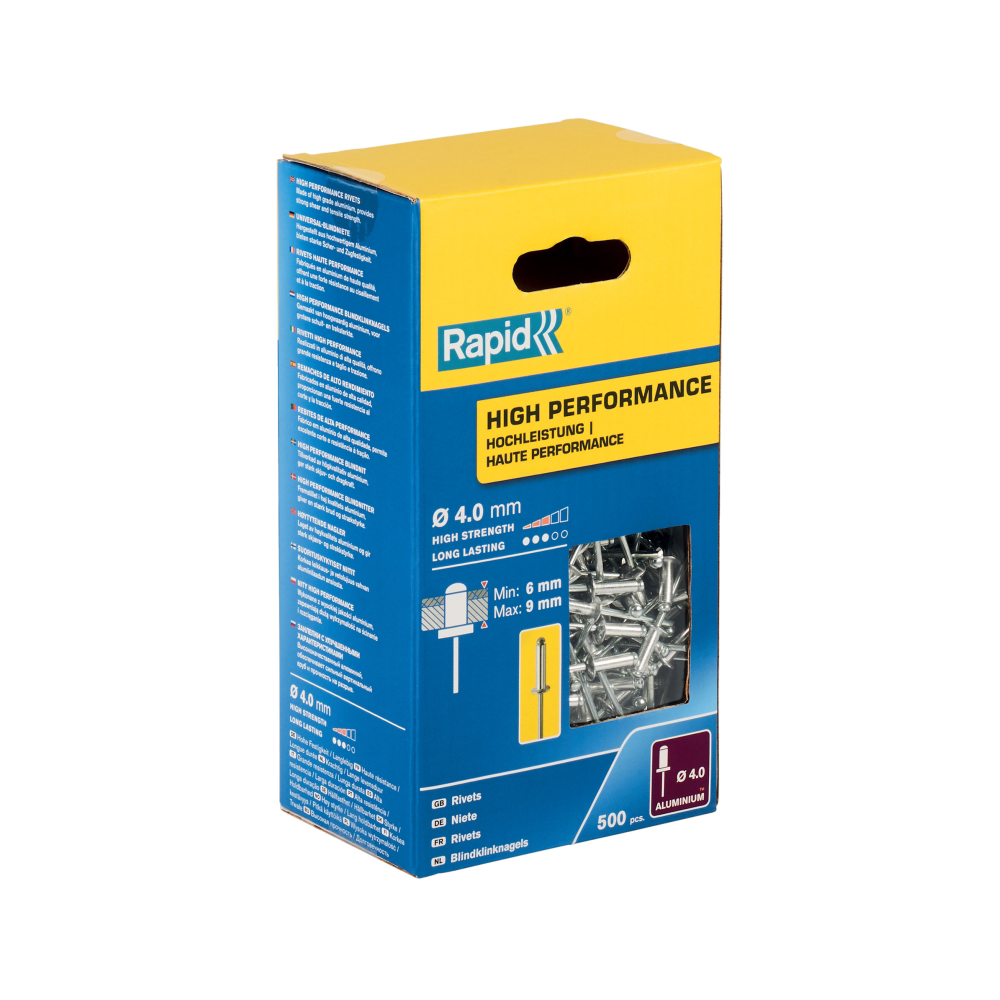 Rapid 5001434, set 500 de nituri high performance, Ø4.0 x 12 mm