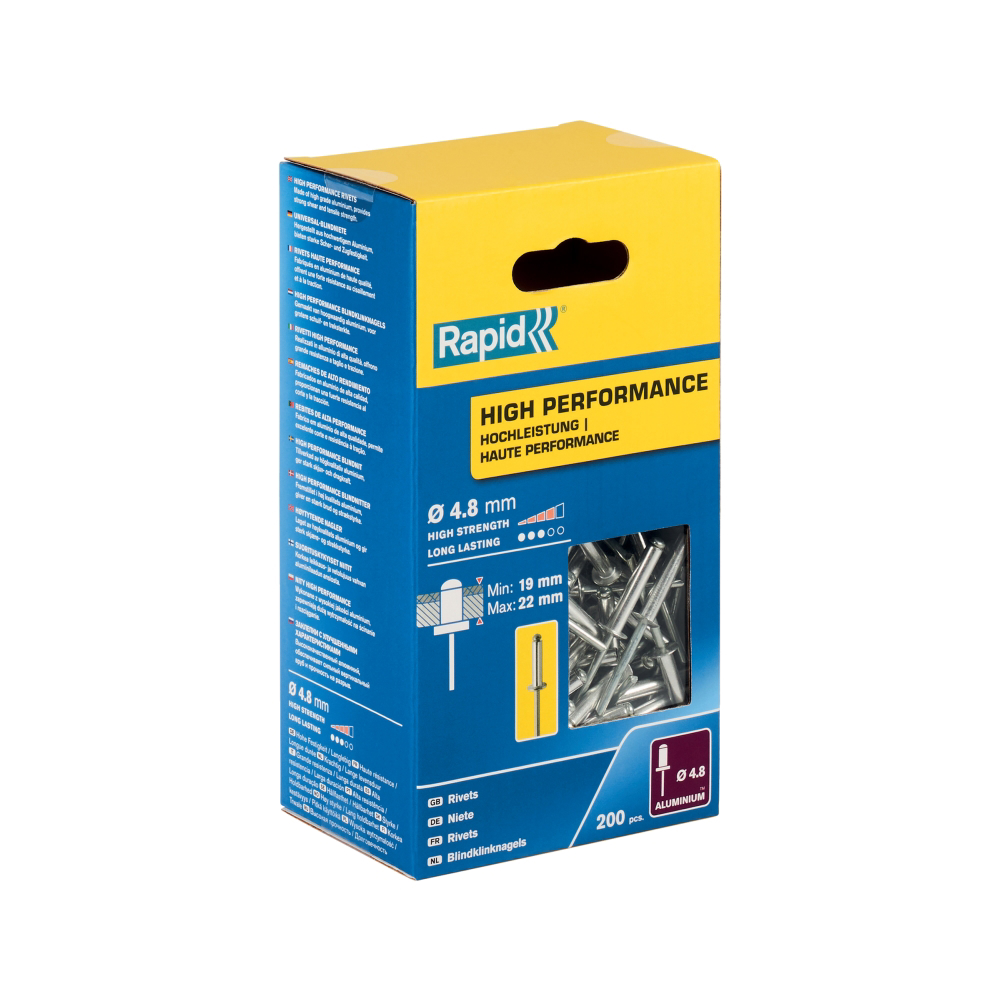 Rapid 5001440, set 200 de nituri high performance, Ø4.8 x 25 mm