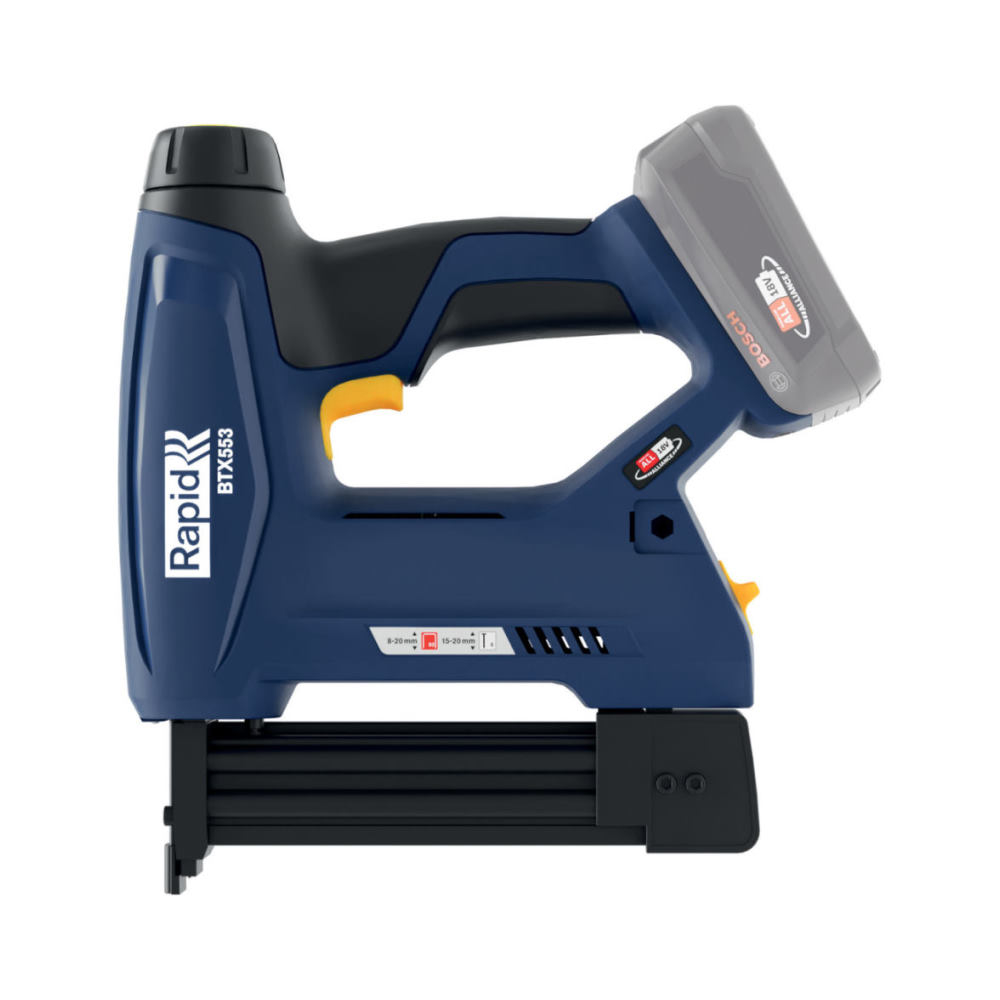 Rapid 5001509, P4A, Pistol capsator cu acumulator (doar corpul) BTX553, functional cu capse No.53 si cuie No.8, Bosch Power for All Alliance