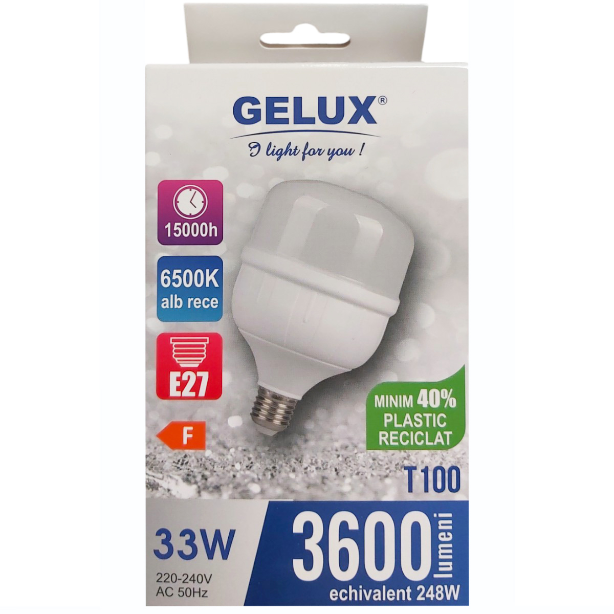 GELUX BEC ECOLED T100 33W E27 6500K GL-LEDTI0033
