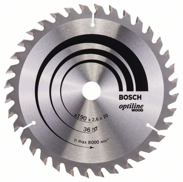 Bosch Panza ferastrau circular Optiline Wood, 190x20x2.6mm, 36T, reductie 16mm