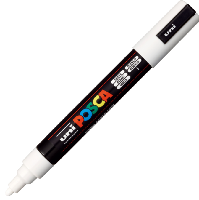 Marker UNI PC-5M 1. 8-2. 5 mm alb Posca M44