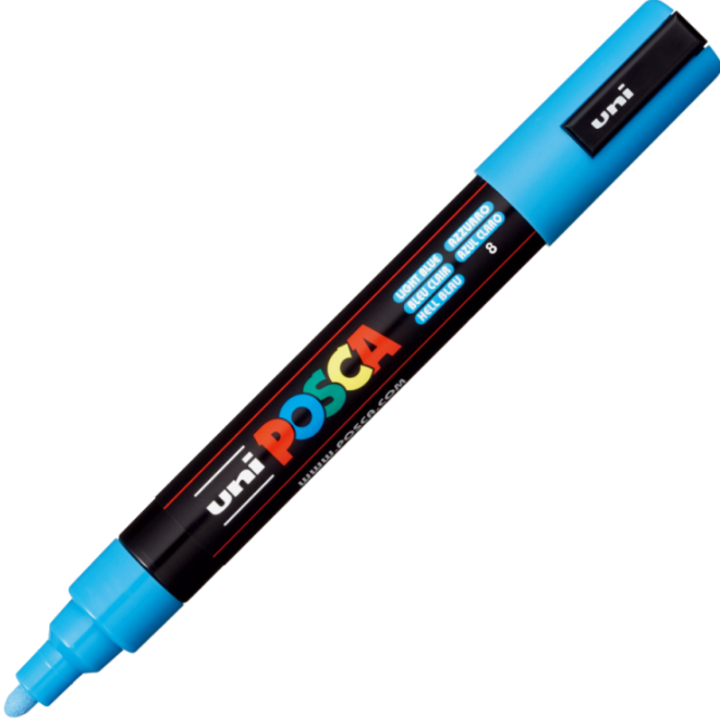 Marker UNI PC-5M 1. 8-2. 5 mm albastru deschis Posca