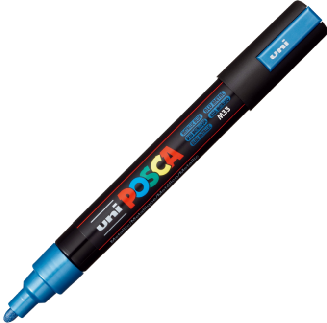 Marker UNI PC-5M 1. 8-2. 5 mm albastru metalizat Posca M645