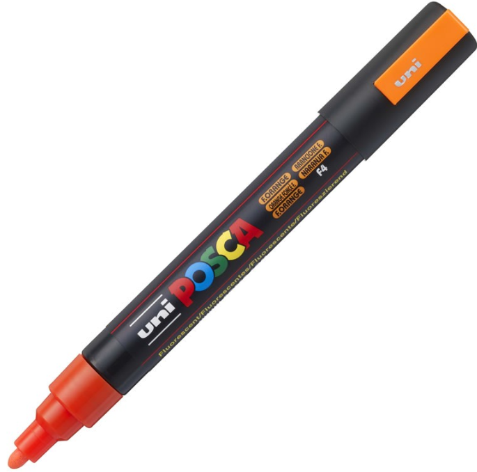 Marker PC-5M 1. 8 - 2. 5 mm Portocaliu Fluorescent Posca