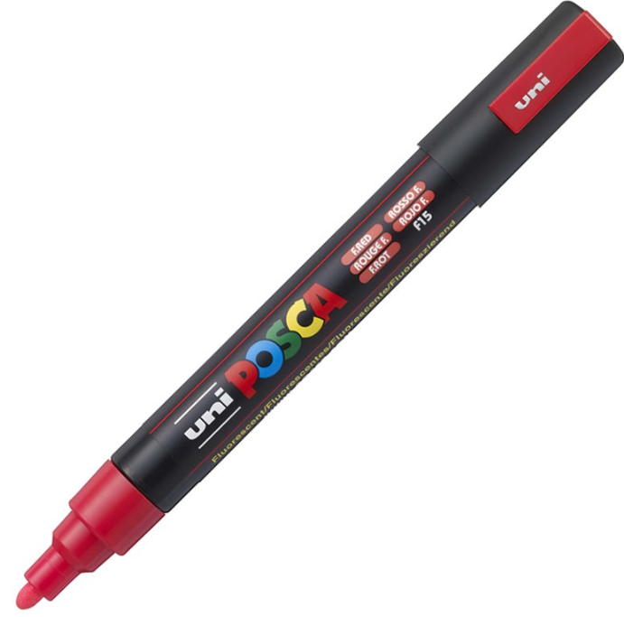 Marker PC-5M 1. 8-2. 5 mm Rosu Fluorescent Posca