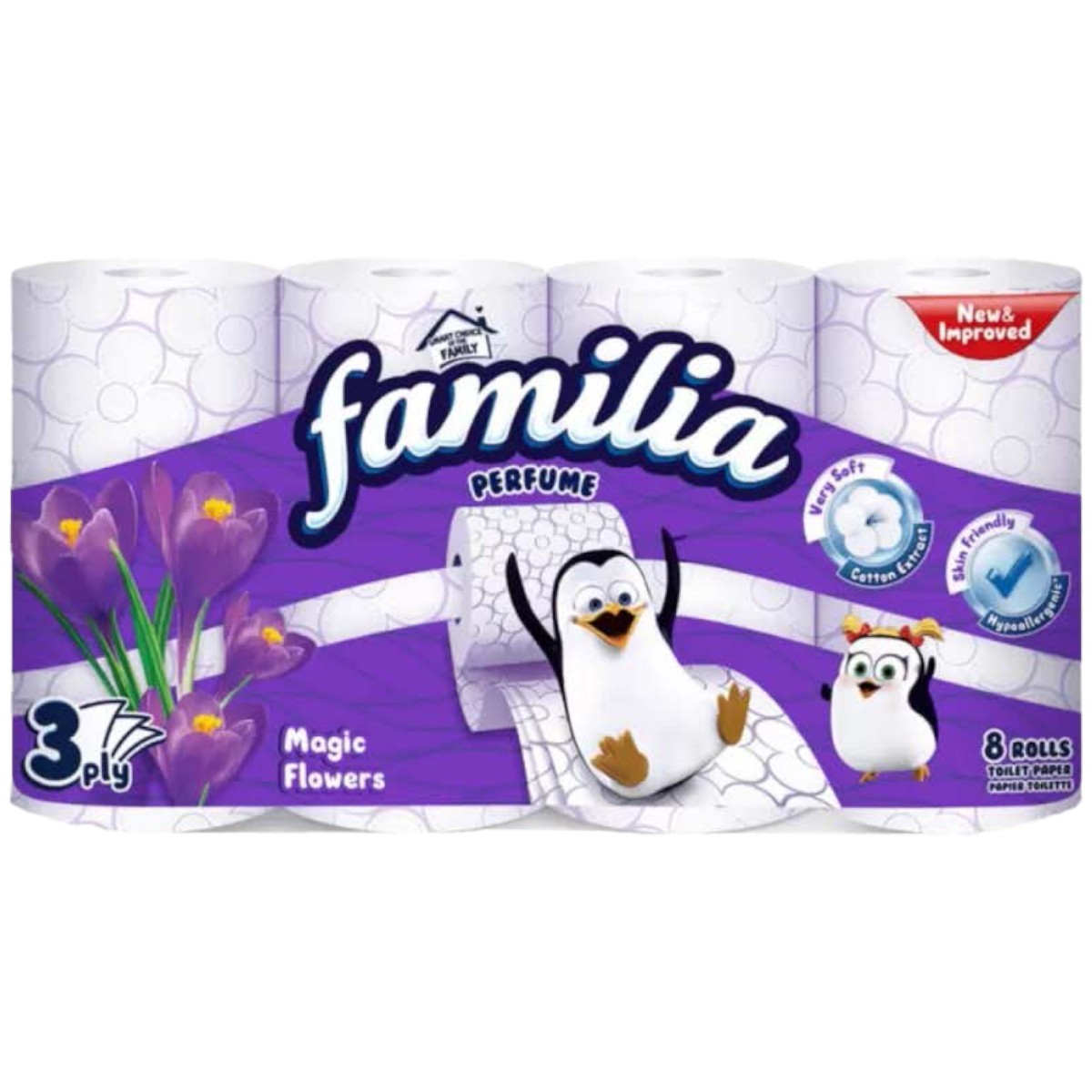 FAMILIA HARTIE IGIENICA MAGIC FLOWER 3STR 8ROLE/SET