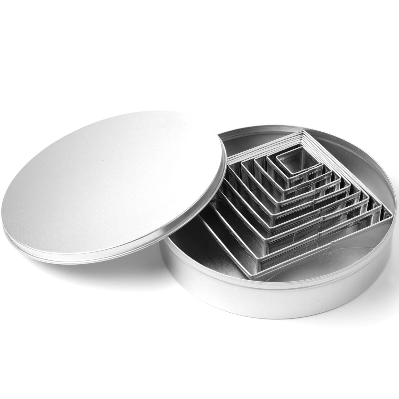 Set 9 forme patrate pentru taiere aluat, Hendi, Inox, 9 marimi diferite, inaltime forma 30 mm