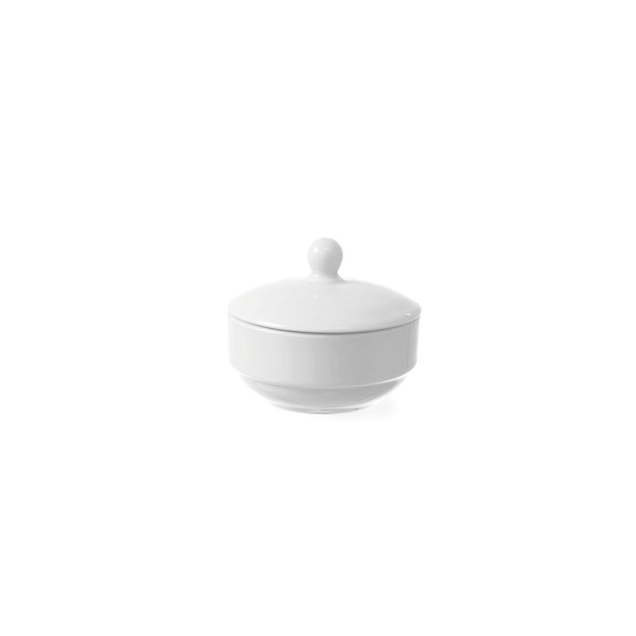 Bol zahar cu capac Fine Dine Bianco diametru 100x(H)85 mm, portelan alb