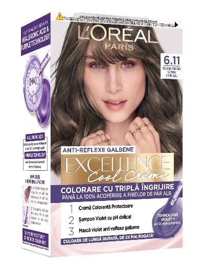 LOREAL EXCELLENCE VOPSEA DE PAR 6.11 BLOND INCHIS ULTRA CENUSIU