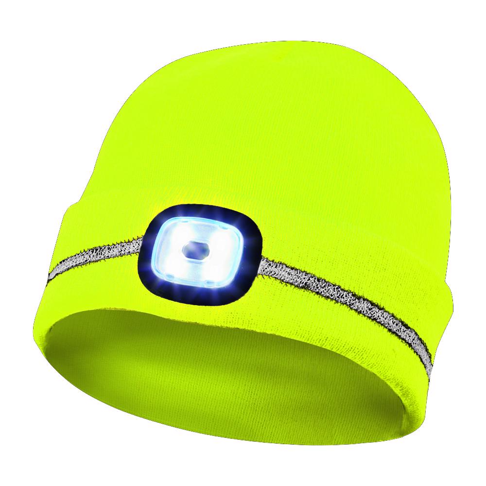 Gebol 700007, Caciula galbena cu banda reflectorizantă si LED, 4 niveluri de luminozitate, 60 de minute de functionare, LED detasabil si reincarcabil prin USB