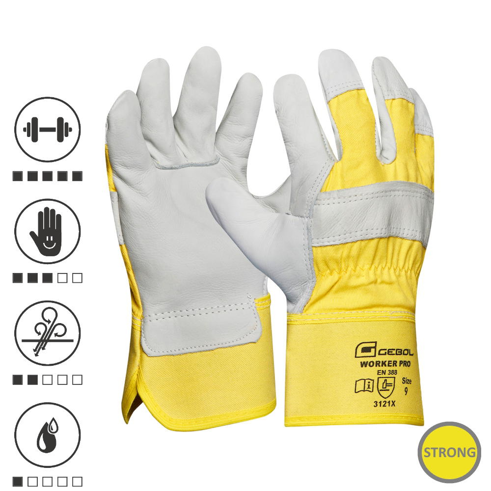 Gebol 709209, Manusi de protectie Worker Pro, din piele de vaca, uz profesional, marimea 10.5/XL