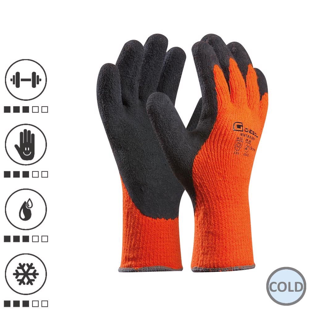 Gebol 709283, Manusi de protectie Winter Grip, din acril, acoperire din spuma de latex cu finisaj nisipos, uz profesional, marimea 9/L