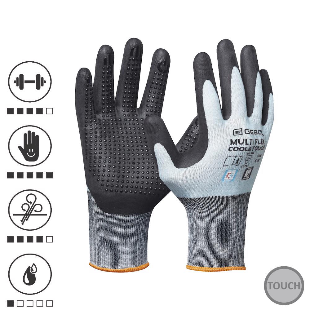 Gebol 709375_T, Manusi de protectie Multi Flex Cool and Touch, din nylon si spandex, acoperire din spuma de nitril, uz profesional, marimea 7/S