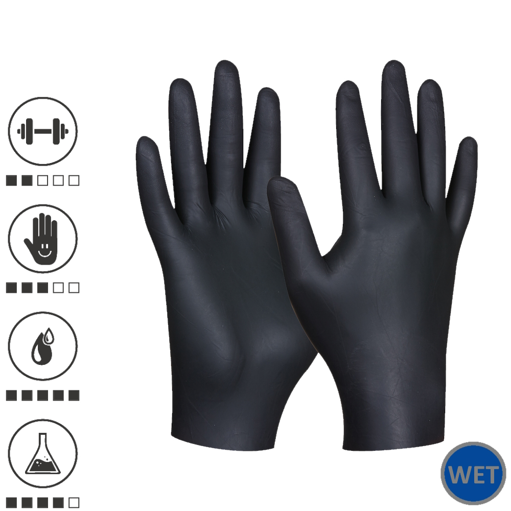Gebol 709635_L, Set 100 de manusi de protectie Black Nitril Eco, din nitril, nepudrate, marimea 9/L