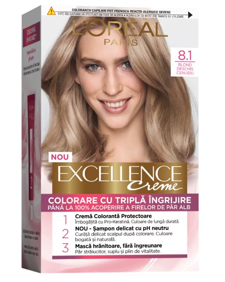 LOREAL EXCELLENCE VOPSEA DE PAR 8.1 BLOND DESCHIS CENUSIU
