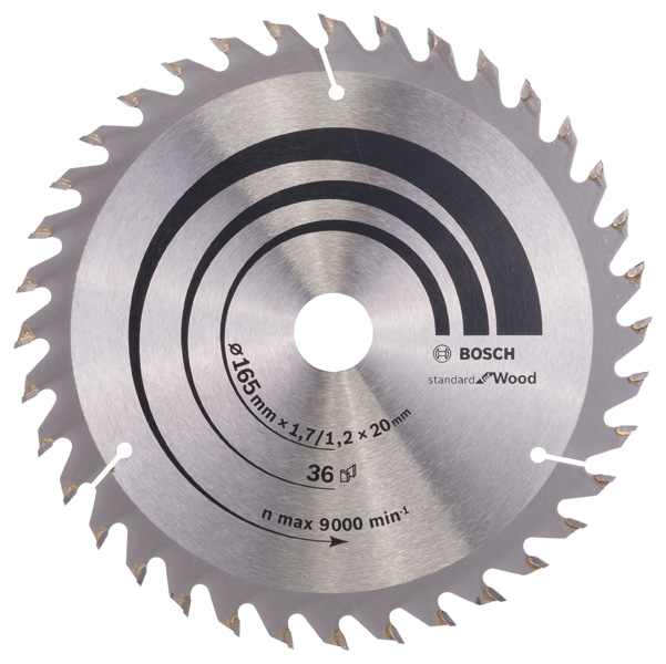 Bosch Panza ferastrau circular Optiline Standard for Wood, 165x20x1.7mm, 36T, reductie 16mm