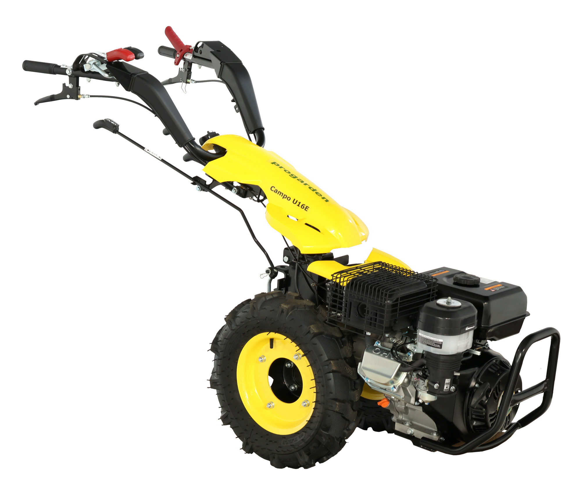ProGARDEN Campo U16E motocultor multifunctional 14CP, benzina, EU V, pornire electrica, 3+2 viteze, reductor + BC120M bara cosire mobila 120cm