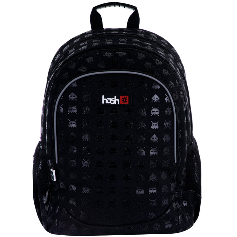 Ghiozdan Astra Hash AB350, 3 compartimente, 39x28x15 cm, negru