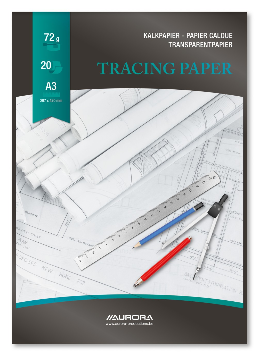Hartie calc A3 - 297x420mm, 20 file - 72gsm, AURORA Raphael