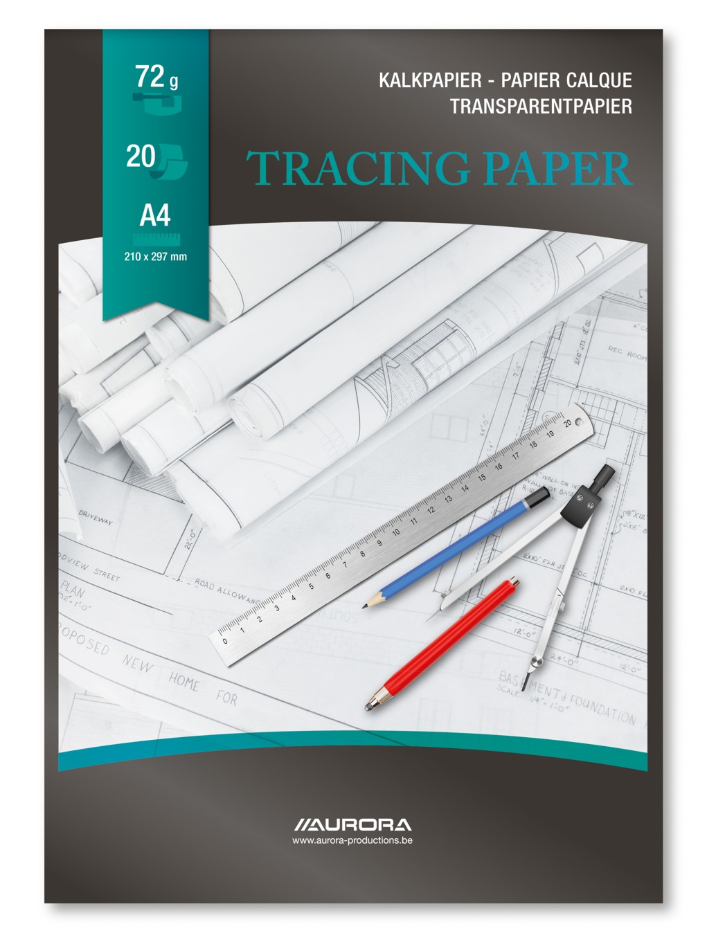 Hartie calc A4 - 210x297mm, 20 file - 72gsm, AURORA Raphael