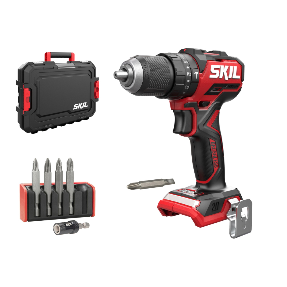 SKIL 3075 JA masina de gaurit cu percutie cu acumulator, cuplu maxim 60 nm, 0-500/0-1800/min, compact Brushless, geanta de transport+set de 6 biti, doar corpul