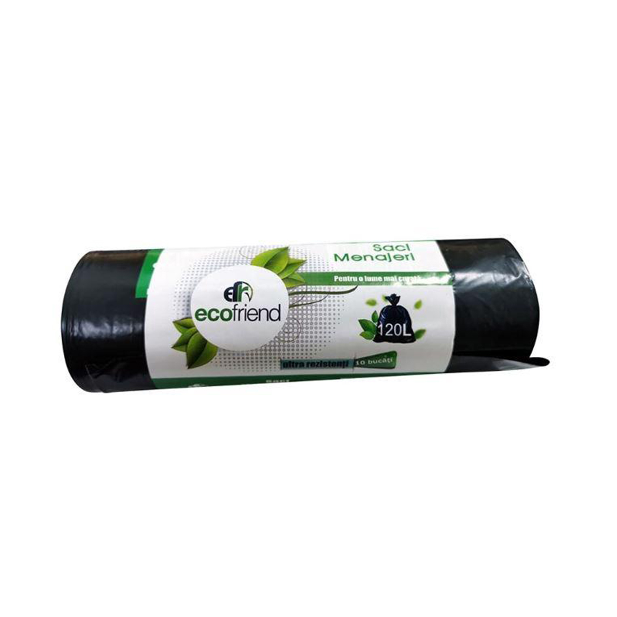 Saci menaj LDPE Ecofriend, negru, 120 litri, 10 bucati/rola