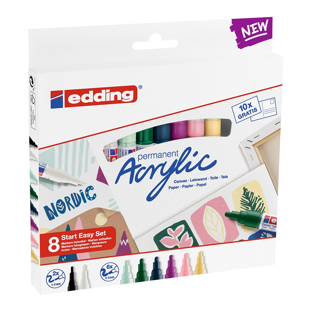 Set creativ Edding, markere acrilice, 8 bucati/set
