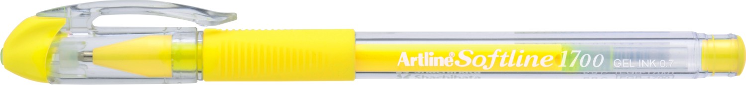 Pix cu gel ARTLINE Softline 1700, rubber grip, varf 0.7mm - galben fluorescent