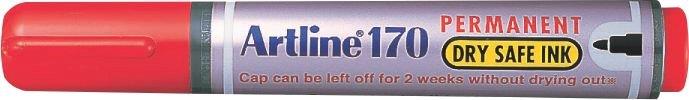 Permanent marker ARTLINE 170 - Dry safe ink, corp plastic, varf rotund 2.0mm - rosu