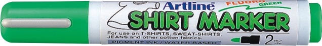 T-Shirt marker ARTLINE, corp plastic, varf rotund 2.0mm - verde fluorescent