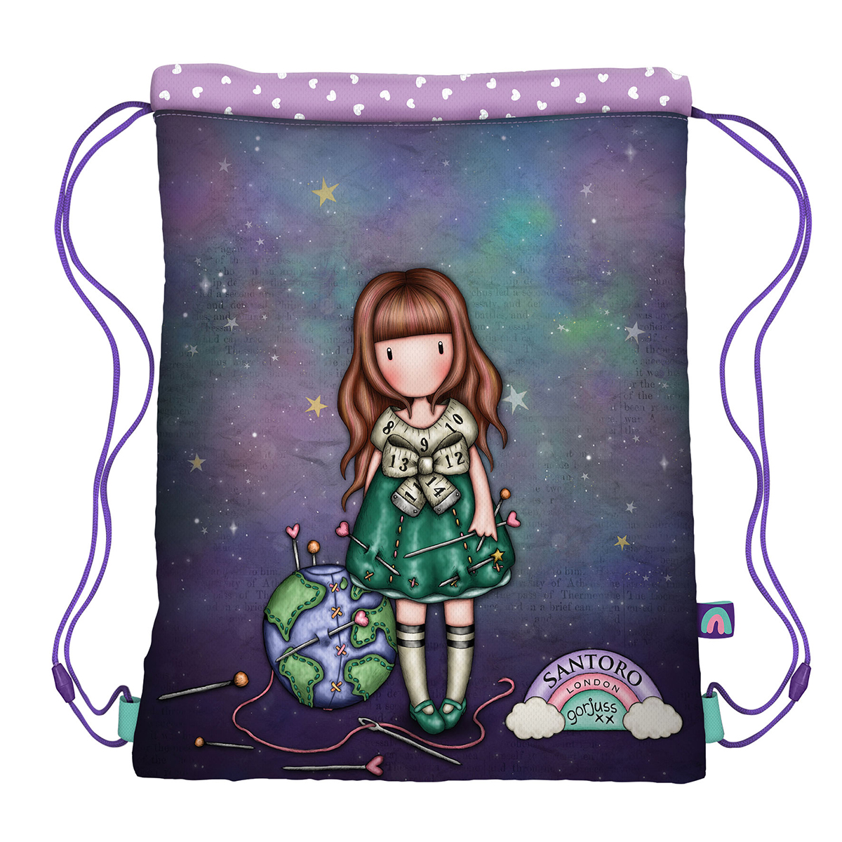 Saculet cu cordon Santoro, Gorjuss, Be Kind To Our Planet