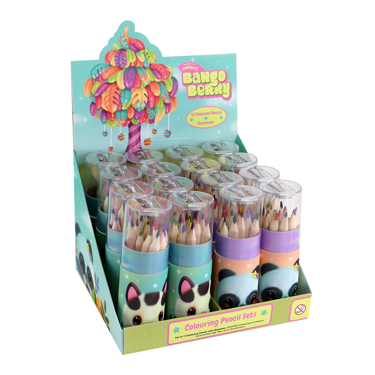 Display 16 seturi a 12 culori capac cu ascutitoare Bangoberry