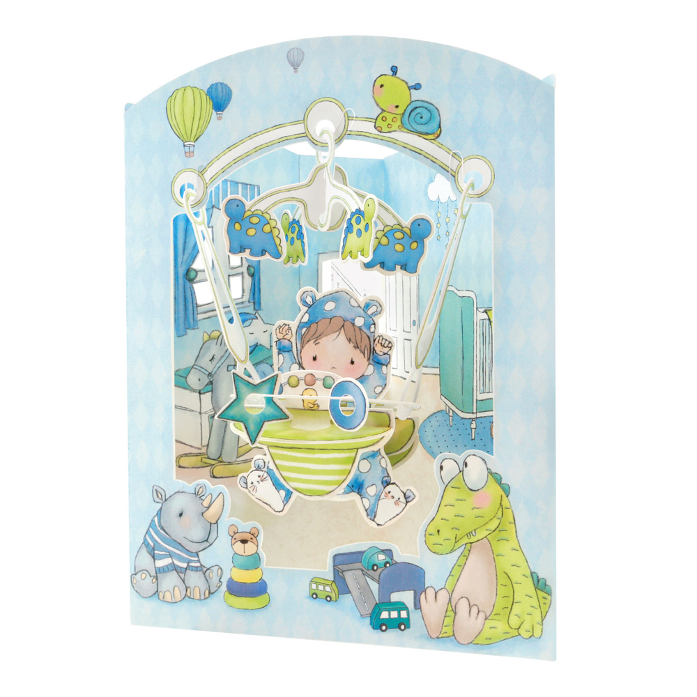 Felicitare 3D, Santoro, Design Baiat, Swing Card, Cadou Unic