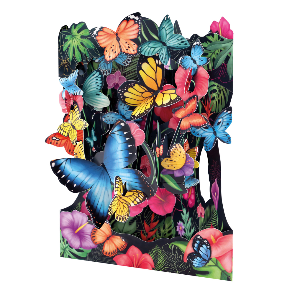 Felicitare 3D, Santoro, Fluturi tropicali, Pop-up, Componente mobile