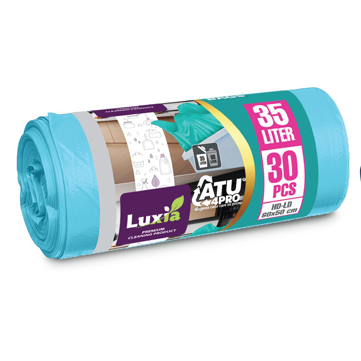 Saci menaj HDPE, negru, 35L, 50x60 cm, 7 microni, 50 bucati/rola