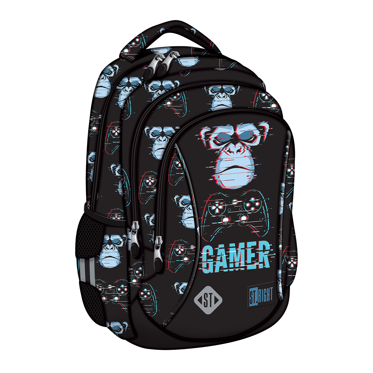 Ghiozdan BP26 ST Right Blue Gamer 3 compartimente, 39x27x17 cm
