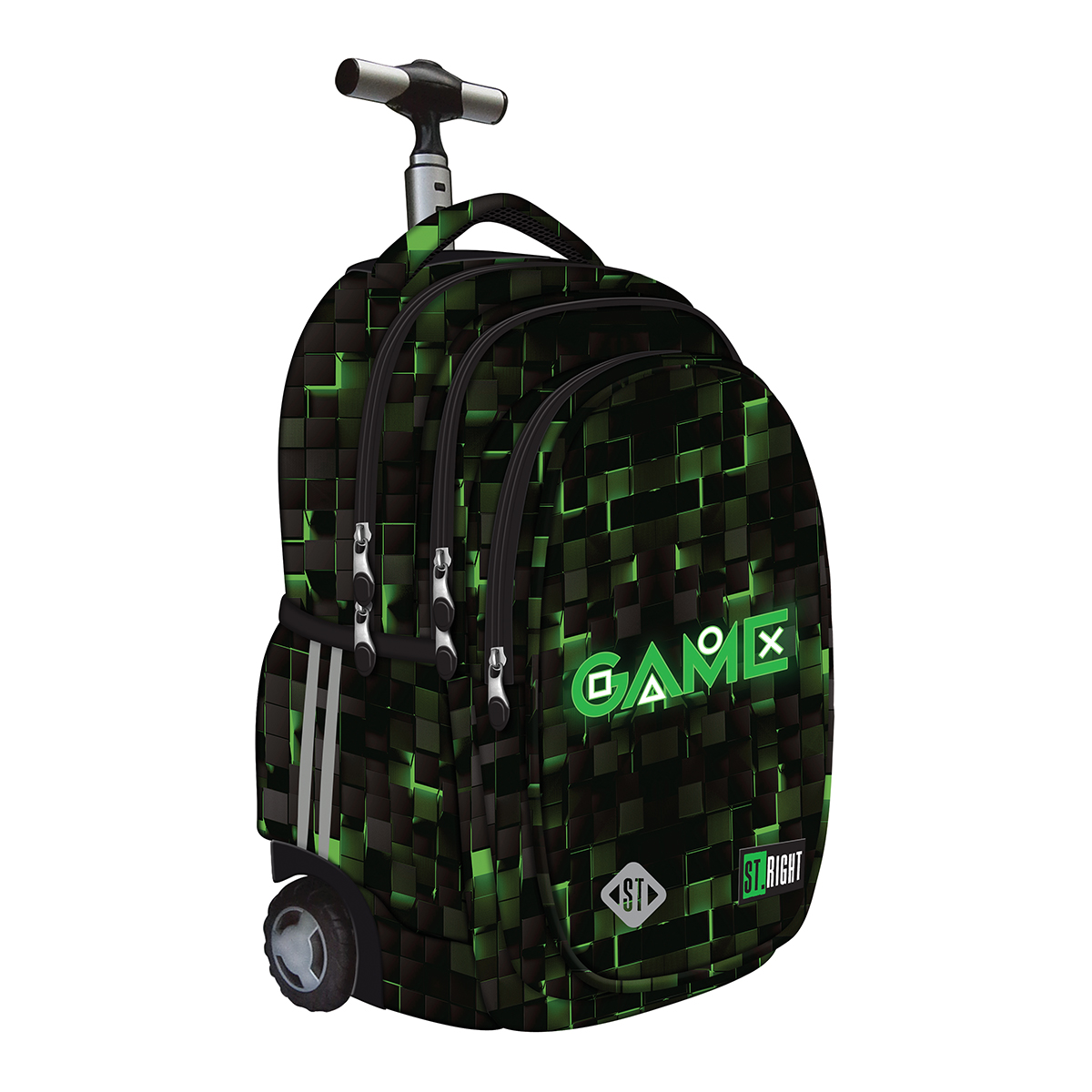 Troller scolar Majewski ST Right, TB01, Green Game, 4 compartimente, 44 x 32 x 25 cm